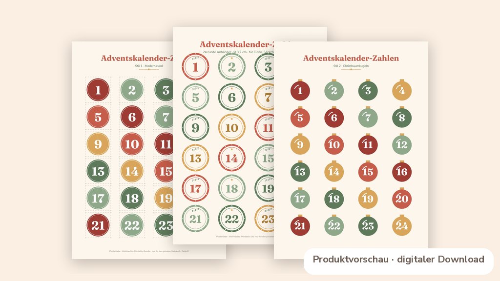 Produktvorschau zu Adventskalender basteln: 7 einfache Ideen mit Zahlen zum Ausdrucken