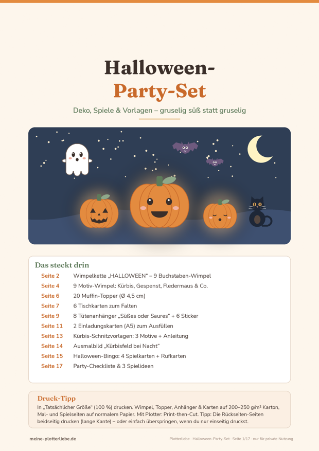 Vorschau Seite 1: Deckblatt des Halloween-Party-Sets