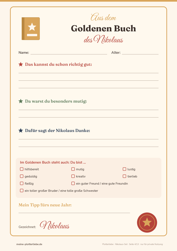 Vorschau Seite 4: Seite aus dem Goldenen Buch des Nikolaus