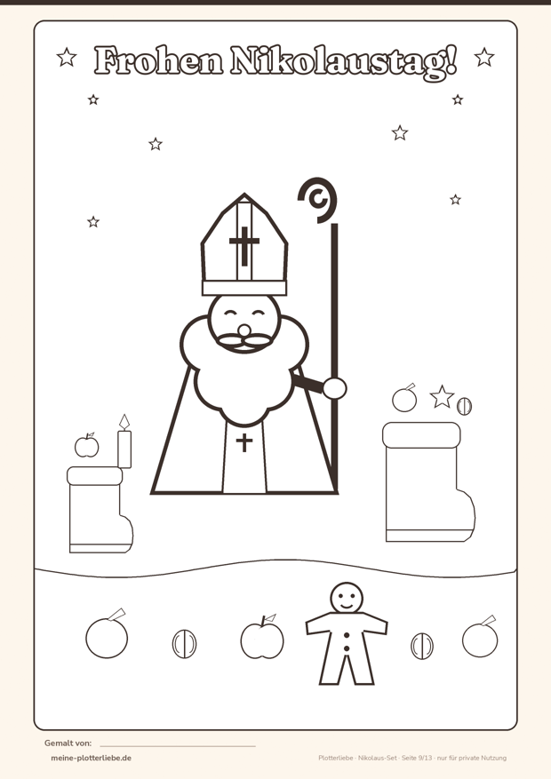 Vorschau Seite 7: Ausmalbild Nikolaus mit Stiefeln