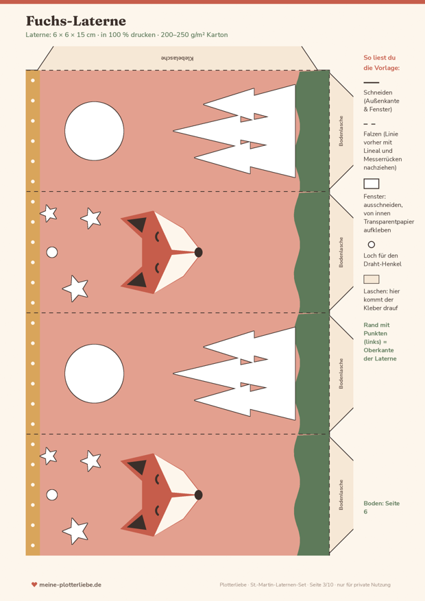 Vorschau Seite 3: Fuchs-Laterne zum Ausschneiden