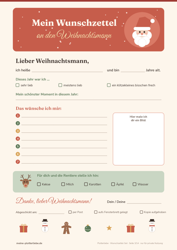 Vorschau Seite 3: Wunschzettel an den Weihnachtsmann